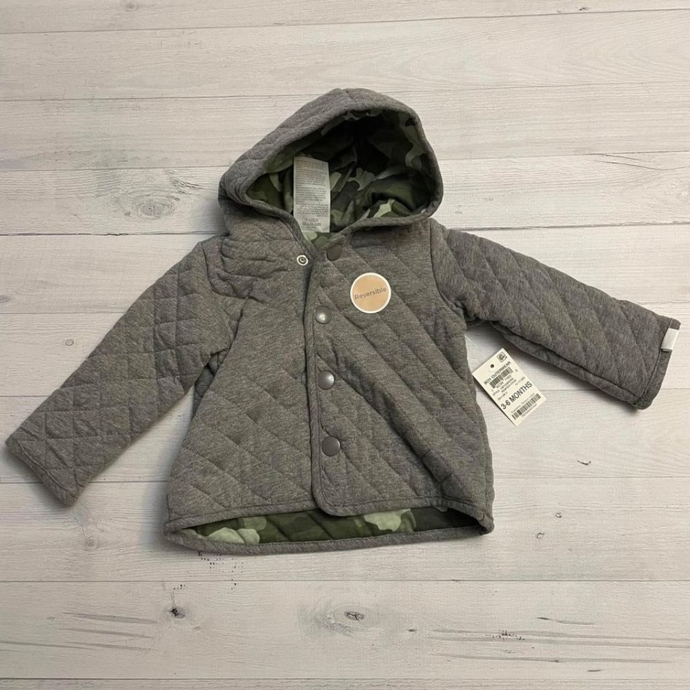 First impressions baby reversible grey/camo jacket 3-6 months NEW